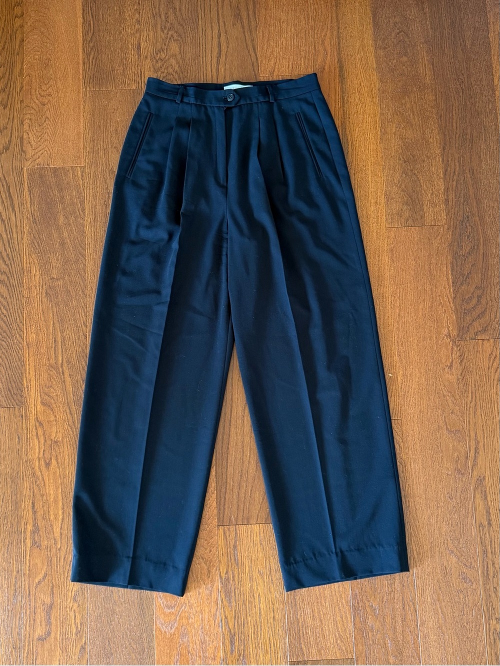 MaxMara Black Wool Pleated Straight Leg Tailored Trousers US 12